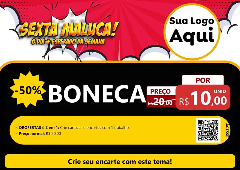 Modelo de Cartaz para Cartaz A4 Horizontal com o tema Sexta Maluca! para Brinquedos