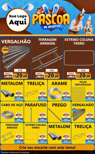 Modelo de Encarte para Encarte Grande com o tema Páscoa de Ofertas para Ferragens