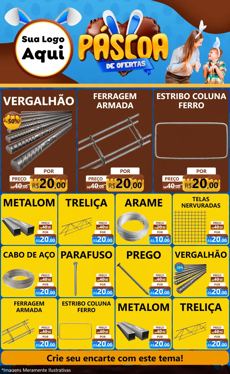 Modelo de Encarte para Encarte Grande com o tema Páscoa de Ofertas para Ferragens