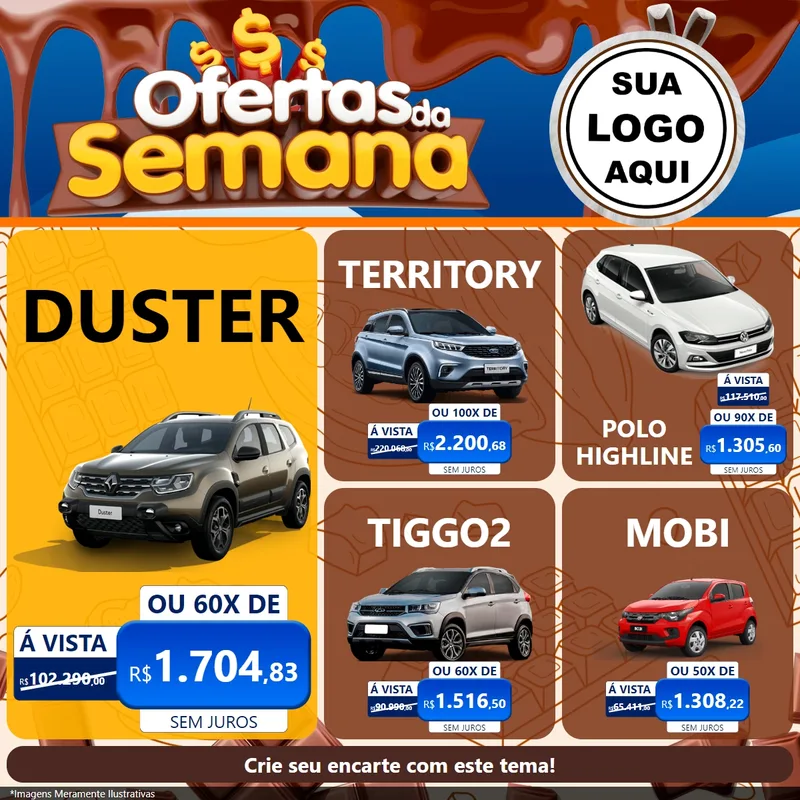 Modelo de Rede Social para Feed Facebook com o tema Ofertas da Semana - Páscoa para Concessionaria de Carros