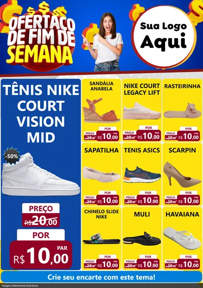 Modelo de Encarte para Encarte A4 Vertical com o tema Ofertaço de Fim de Semana para Calçados