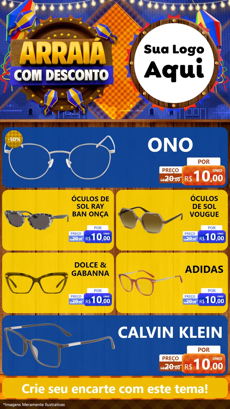 Modelo de TV para TV Vertical com o tema Arraiá Com Desconto para Óticas