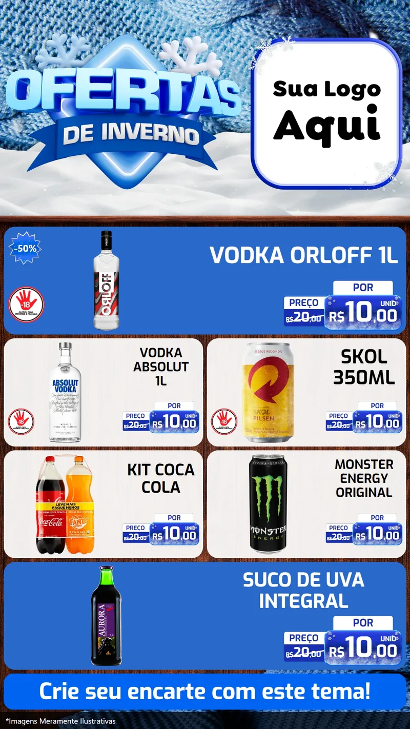 Modelo de TV para TV Vertical com o tema Ofertas de Inverno para Distribuidora de bebidas