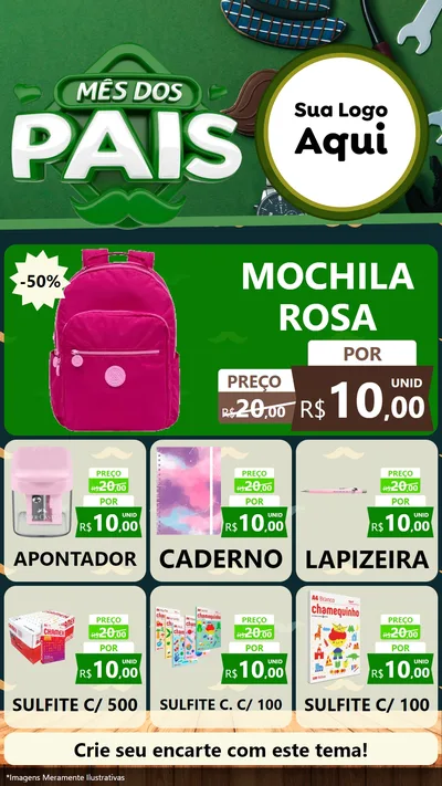 Modelo de Rede Social para Stories com o tema Mês dos Pais para Papelaria