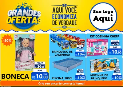 Modelo de Encarte para Encarte A4 Horizontal com o tema Grandes Ofertas para Brinquedos