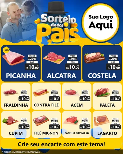 Modelo de Rede Social para Feed Instagram com o tema Sorteio Dia Dos Pais para Açougue