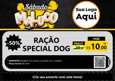 Modelo de Cartaz para Cartaz A4 Horizontal com o tema Sábado Maluco para Pet Shop