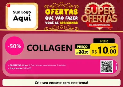 Modelo de Cartaz para Cartaz A4 Horizontal com o tema Dia dos Namorados para Suplementos alimentares