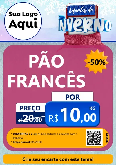 Modelo de Cartaz para Cartaz A4 Vertical com o tema Ofertas de Inverno para Padaria