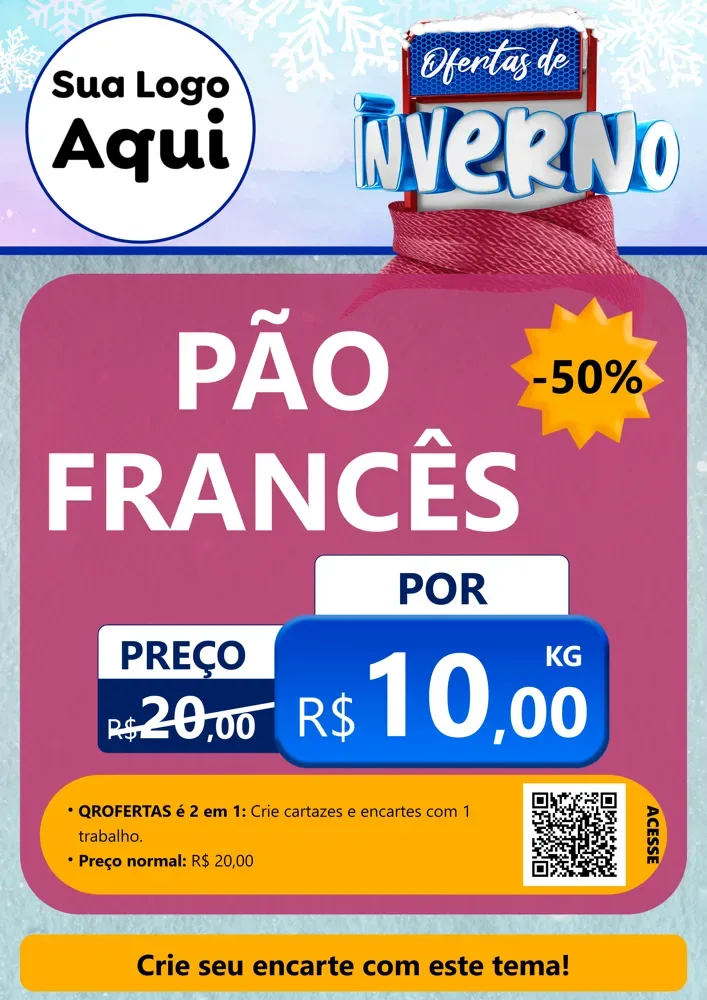 Modelo de Cartaz para Cartaz A4 Vertical com o tema Ofertas de Inverno para Padaria