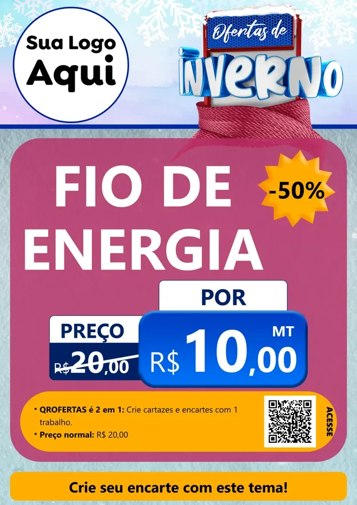 Modelo de Cartaz para Cartaz A4 Vertical com o tema Ofertas de Inverno para Materiais Elétricos