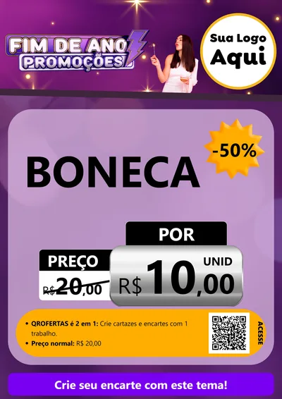 Modelo de Cartaz para Cartaz A4 Vertical com o tema Fim de Ano Promoções para Brinquedos