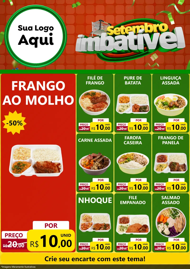 Modelo de Encarte para Encarte A4 Vertical com o tema Setembro Imbatível para Restaurante