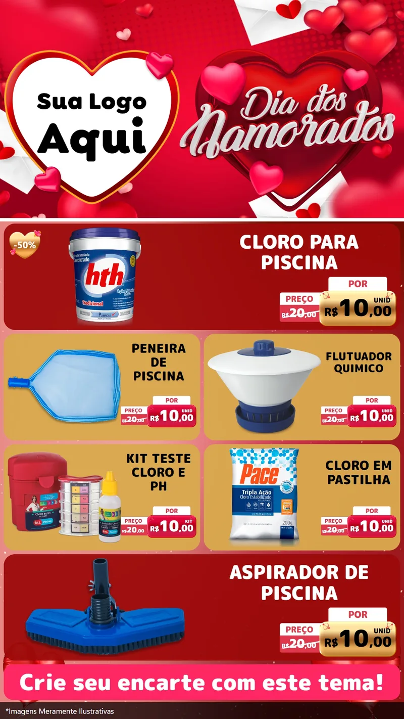 Modelo de TV para TV Vertical com o tema Dia Dos Namorados para Produtos para Piscina