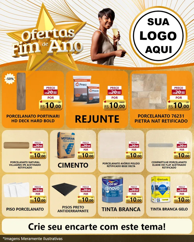 Modelo de Rede Social para Feed Instagram com o tema Ofertas Fim de Ano para Pisos e revestimentos