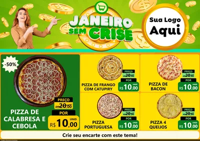 Modelo de Encarte para Encarte A4 Horizontal com o tema Janeiro Sem Crise para Pizzaria