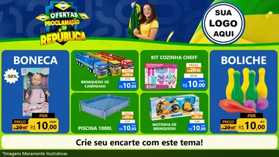 Modelo de TV para TV Horizontal com o tema Ofertas Proclamação da República para Brinquedos