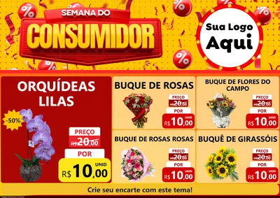 Modelo de Encarte para Encarte A4 Horizontal com o tema Semana do Consumidor para Floricultura e jardim