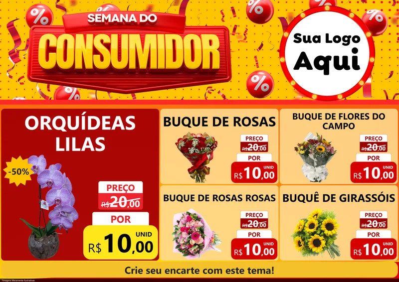 Modelo de Encarte para Encarte A4 Horizontal com o tema Semana do Consumidor para Floricultura e jardim