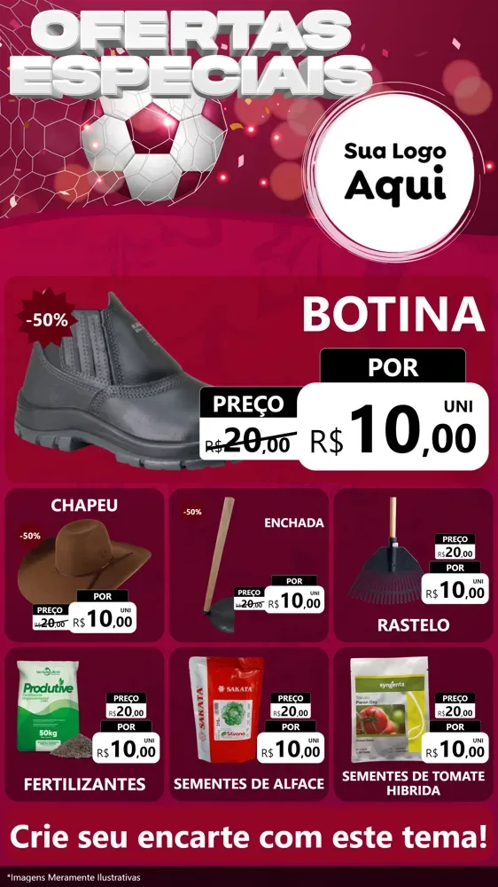 Modelo de Rede Social para Stories com o tema Ofertas Especiais - Futebol para Agropecuária