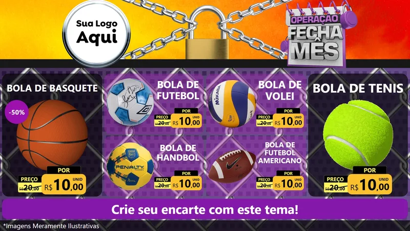 Modelo de TV para TV Horizontal com o tema Operação Fecha Mês para Artigos Esportivos