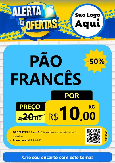 Modelo de Cartaz para Cartaz A4 Vertical com o tema Alerta de Ofertas para Padaria