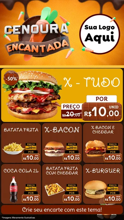 Modelo de Rede Social para Stories com o tema Cenoura Encantada - Páscoa para Hamburgueria