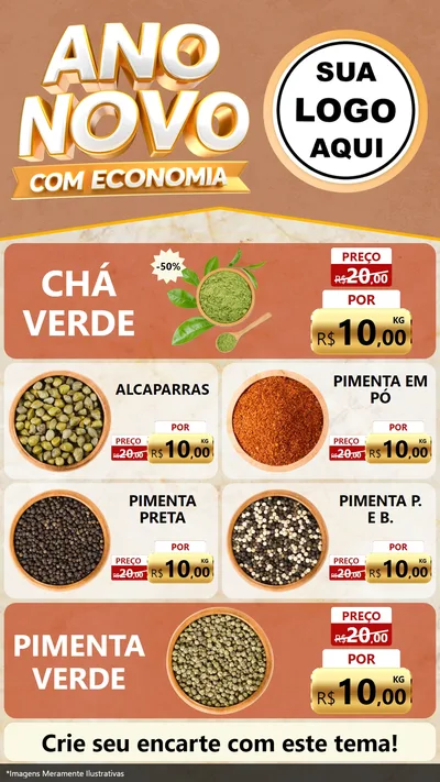 Modelo de TV para TV Vertical com o tema Ano Novo Com Economia para Produtos Naturais
