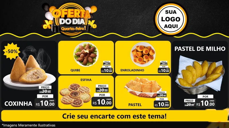 Modelo de TV para TV Horizontal com o tema Oferta do Dia - Quarta Feira! para Salgadaria
