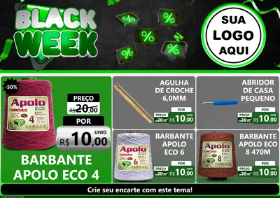 Modelo de Encarte para Encarte A4 Horizontal com o tema Black Week para Armarinho e Aviamentos