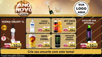 Modelo de TV para TV Horizontal com o tema Feliz Ano Novo 2027 para Distribuidora de bebidas