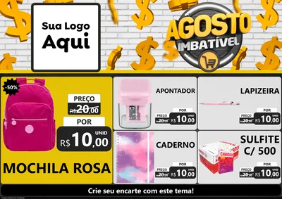 Modelo de Encarte para Encarte A4 Horizontal com o tema Agosto imbatível para Papelaria