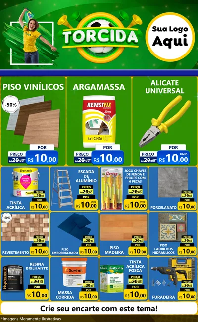 Modelo de Encarte para Encarte Grande com o tema Torcida para Material para Construção