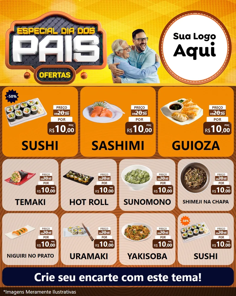 Modelo de Rede Social para Feed Instagram com o tema Especial Dia dos Pais para Comida japonesa