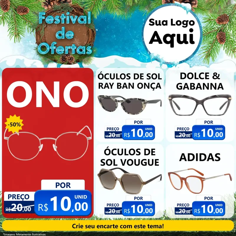 Modelo de Rede Social para Feed Facebook com o tema Festival de Ofertas - Inverno para Óticas