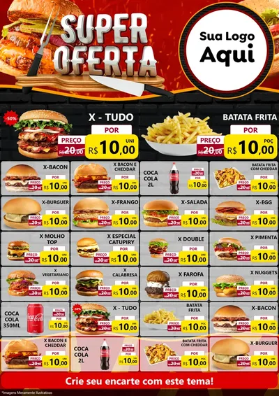 Modelo de Encarte para Encarte A4 Vertical com o tema Super Oferta - Lanches para Hamburgueria