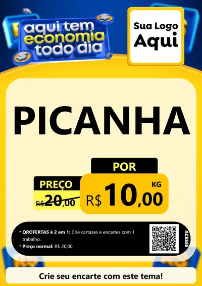 Modelo de Cartaz para Cartaz A4 Vertical com o tema Aqui Tem Economia Todo Dia para Açougue
