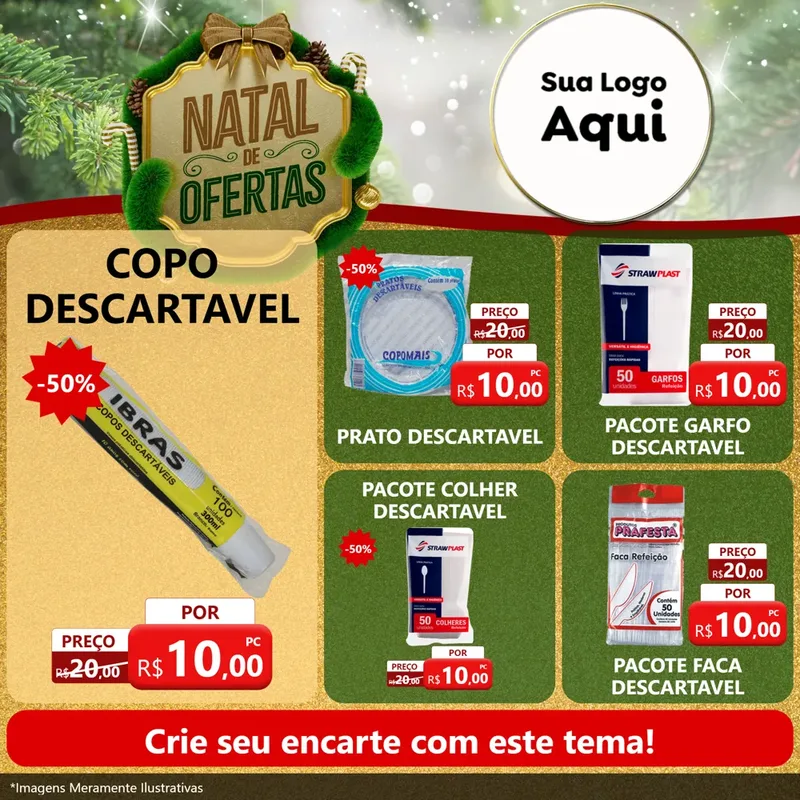 Modelo de Rede Social para Feed Facebook com o tema Ofertas de Natal para Embalagens