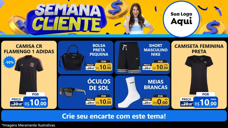 Modelo de TV para TV Horizontal com o tema Semana do Cliente para Roupas e acessórios