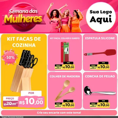 Modelo de Rede Social para Feed Facebook com o tema Semana das Mulheres para Utilidades Domésticas