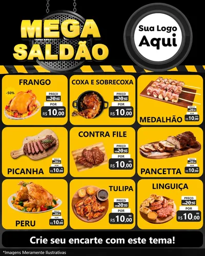 Modelo de Rede Social para Feed Instagram com o tema Mega Saldão para Assados