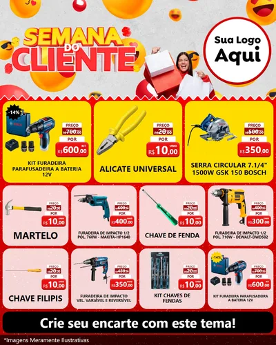 Modelo de Rede Social para Feed Instagram com o tema Semana do Cliente para Maquinas e Ferramentas