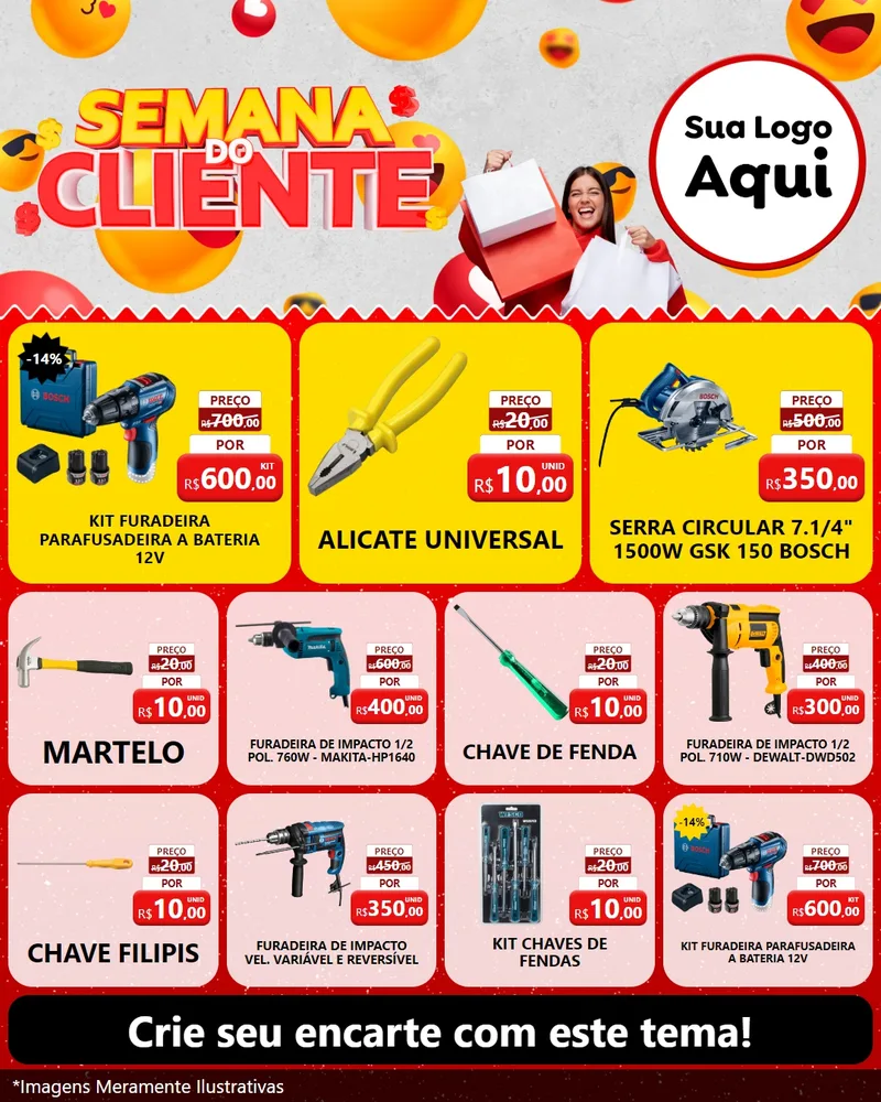 Modelo de Rede Social para Feed Instagram com o tema Semana do Cliente para Maquinas e Ferramentas