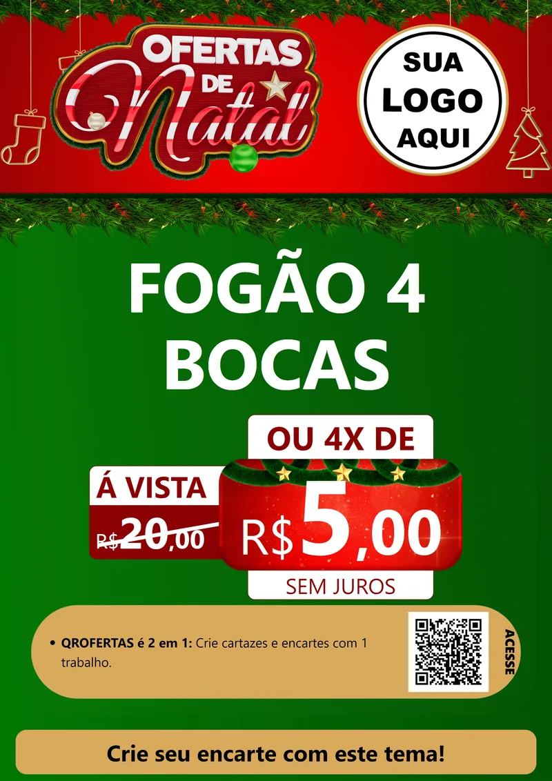 Modelo de Cartaz para Cartaz A4 Vertical com o tema Ofertas de Natal para Móveis e Eletro