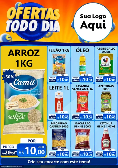 Modelo de Encarte para Encarte A4 Vertical com o tema Ofertas Todo Dia para Supermercado