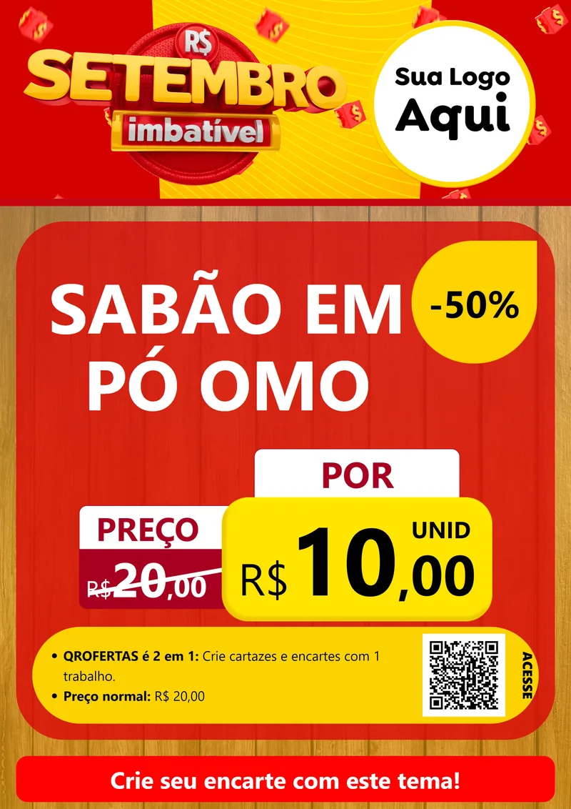 Modelo de Cartaz para Cartaz A4 Vertical com o tema Setembro Imbatível para Produtos de Limpeza