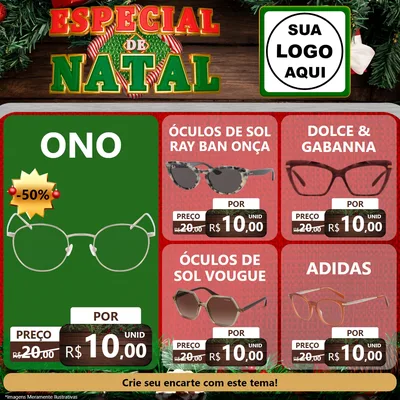 Modelo de Rede Social para Feed Facebook com o tema Especial de Natal para Óticas