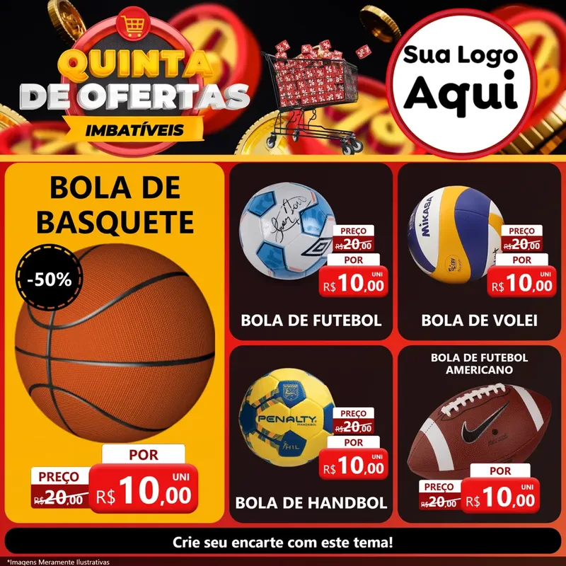 Modelo de Rede Social para Feed Facebook com o tema Quinta de Ofertas Imbatíveis para Artigos Esportivos