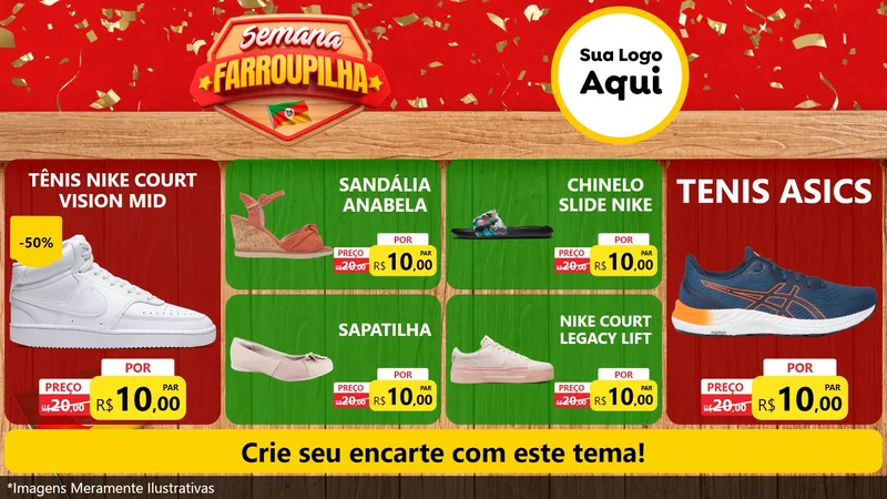 Modelo de TV para TV Horizontal com o tema Semana Farroupilha para Calçados