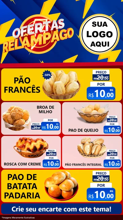 Modelo de TV para TV Vertical com o tema Ofertas Relâmpago para Padaria